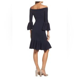 Jonathan Simkhai Navy Off-Shoulder Flounce Dress XS